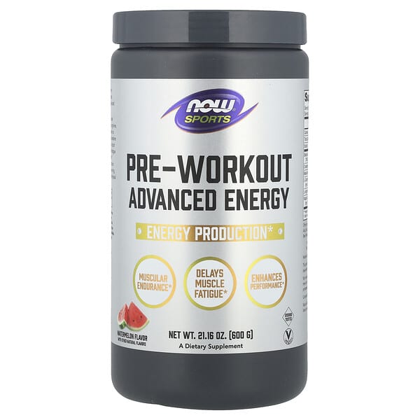 NOW Foods Sports, Pre-Workout Advanced Energy, Watermelon, 21.16 oz (600 g)