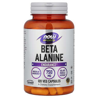 NOW Foods, Sports, Beta-alanina, Resistencia, 750 mg, 120 cápsulas vegetales