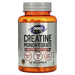NOW Foods, Sports, Monohidrato de creatina, 750 mg, 120 cápsulas vegetales