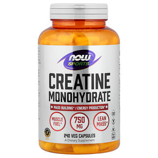 NOW Foods, Sport, kreatinmonohydrat, 750 mg, 240 vegetabilske kapsler