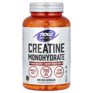 NOW Foods, Sports, Monohidrato de creatina, 4500 mg, 240 cápsulas vegetales (750 mg por cápsula)