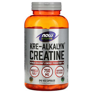 NOW Foods, Esportes, Creatina Kre-Alkalyn, 750 mg, 240 Cápsulas Vegetais