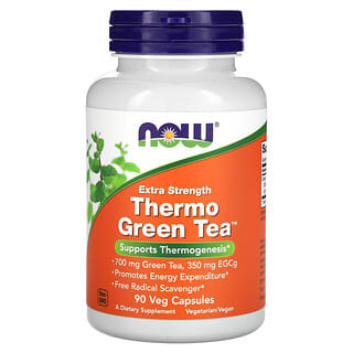 NOW Foods, Thermo Green Tea（サーモグリーンティー）、高濃度タイプ、ベジカプセル90粒