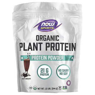 NOW Foods, Sports, Organic Plant Protein Powder, Bio-Pflanzenproteinpulver, cremige Schokolade, 544 g (1,2 lbs.)