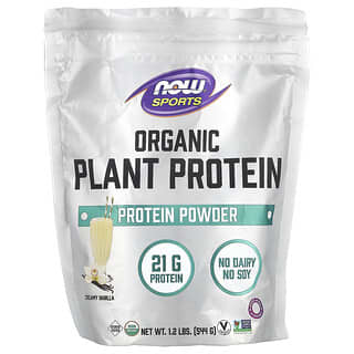 NOW Foods, Sports, Organic Plant Protein Powder, Creamy Vanilla, 1.2 lbs (544 g)