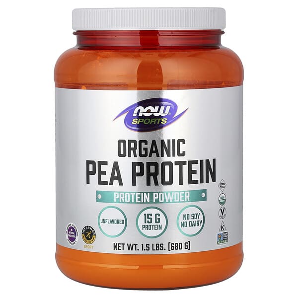 NOW Foods, Sports, 유기농 완두콩 단백질 분말, 무맛, 680g(1.5lbs)