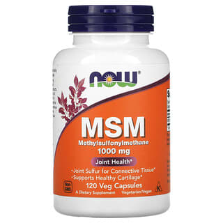 NOW Foods, MSM, Metilsulfonilmetano, 1.000 mg, 120 Cápsulas Vegetais