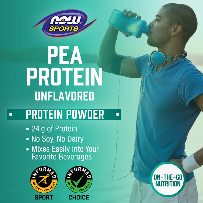 NOW Foods, Sports, гороховий протеїн, очищений, з нейтральним смаком, 907 г (2 фунти)