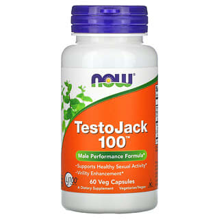 NOW Foods, TestoJack 100 บรรจุแคปซูลผัก 60 แคปซูล
