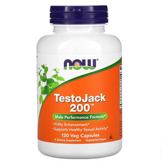 NOW Foods, TestoJack 200, 120 растительных капсул
