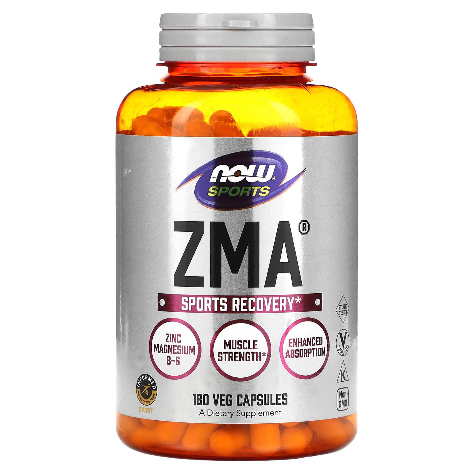 NOW Foods, Sports, ZMA, Sports Recovery, 180 Veg Capsules