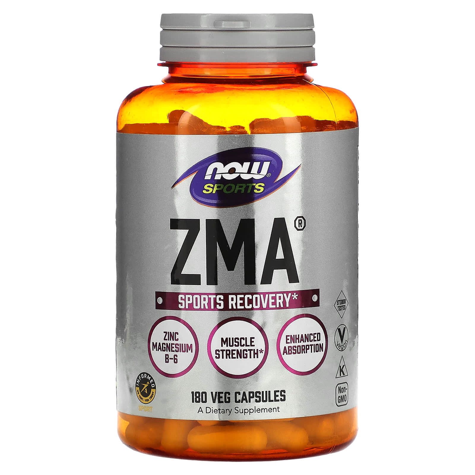 NOW Foods, Sports, ZMA, Sports Recovery, 180 Veg Capsules