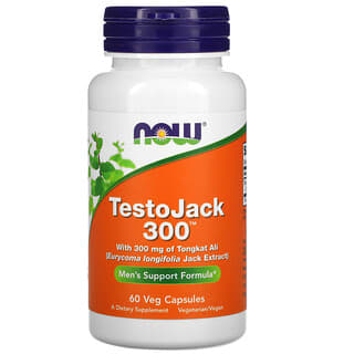 NOW Foods‏, TestoJack 300‏,‏ תוסף לשיפור תפקוד מיני בגברים, 300 מ"ג, 60 כמוסות צמחיות