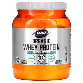 Now Foods, Deportes, proteína de suero orgánico, natural sin sabor, 1 lb (454 g)