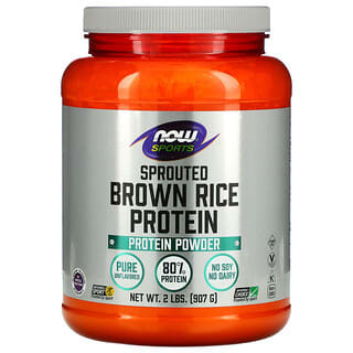 NOW Foods, Sports, протеиновый порошок из проростков коричневого риса, чистый без ароматизаторов, 907 г (2 фунта)