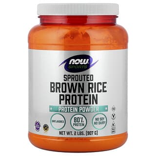 NOW Foods, Sports, протеиновый порошок из проростков коричневого риса, чистый без ароматизаторов, 907 г (2 фунта)