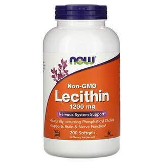 NOW Foods, Lecitina sin OGM, 1200 mg, 200 cápsulas blandas
