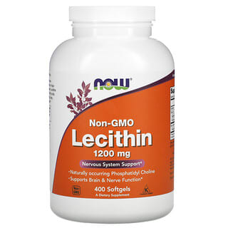 NOW Foods, Lecitina sin OGM, 1200 mg, 400 cápsulas blandas