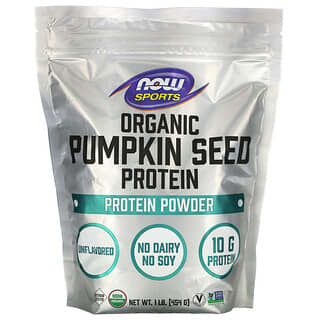NOW Foods, Sports, Proteína de semilla de calabaza orgánica en polvo, Sin sabor, 454 g (1 lb)