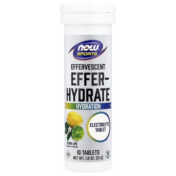 NOW Foods Sports, Effer-Hydrate, Lemon Lime, 10 Tablets, 1.8 oz (51 g)