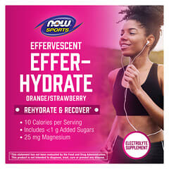 NOW Foods‏, Sports, Effer-Hydrate, תפוז תות, 10 טבליות, 51 גרם (1.8 אונקיות)