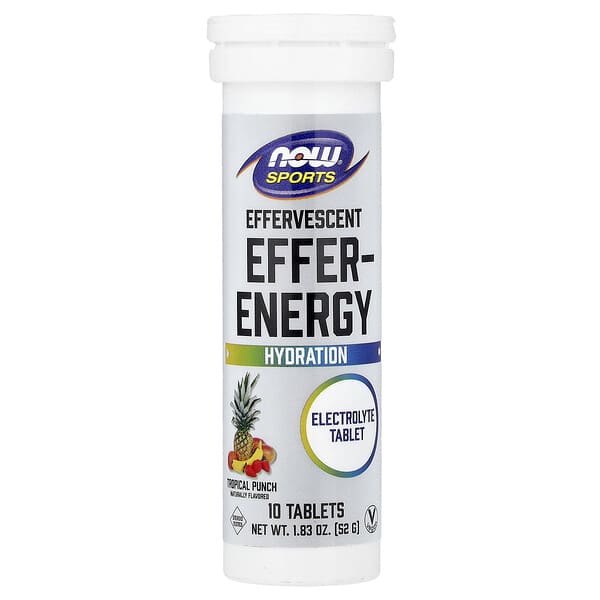 NOW Foods Sports, Effer-Energy Effervescent, Tropical Punch, 10 Tablets, 1.83 oz (52 g)