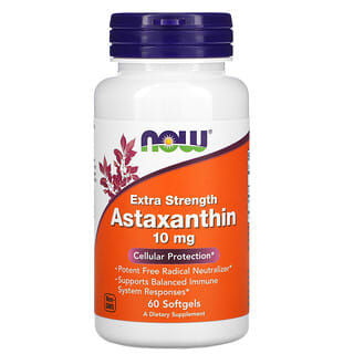 NOW Foods, Astaxantina, 10 mg, 60 cápsulas blandas
