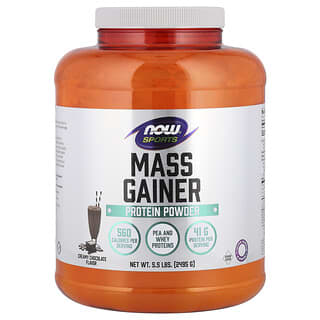 NOW Foods, Sports, Mass Gainer Protein Powder, Creamy Chocolate , 5.5 lbs (2,495 g)