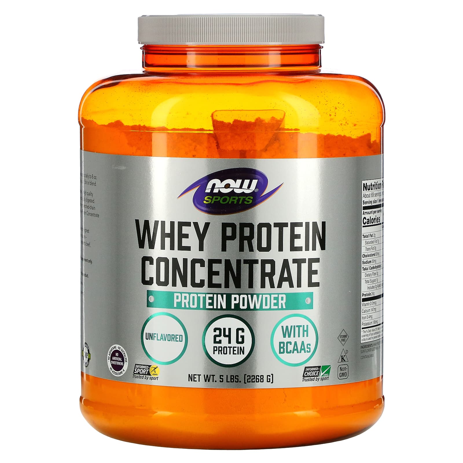 NOW Foods, Sports, Whey Protein Concentrate Protein Powder, Unflavored, 5 lbs (2268