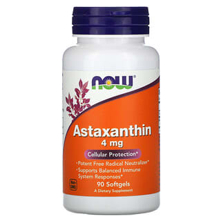 NOW Foods, Astaxantina, 4 mg, 90 cápsulas blandas