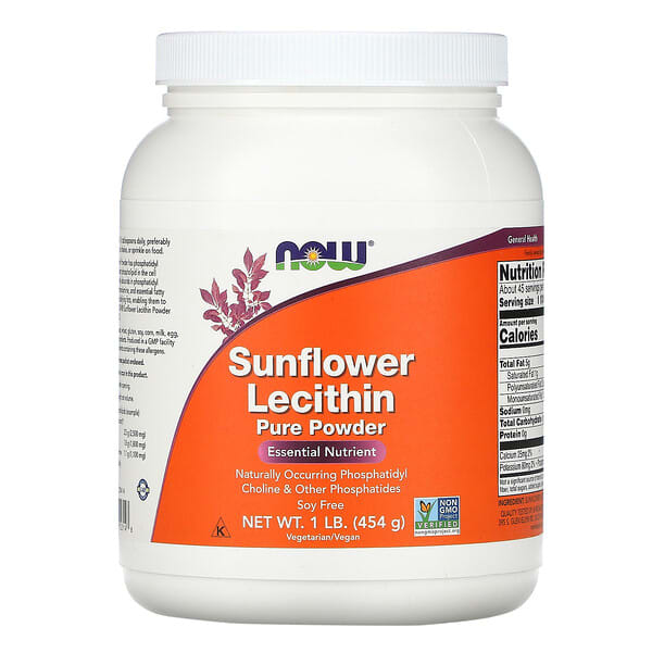 NOW Foods, Соняшниковий лецитин, чистий порошок, 454 г (1 фунт)