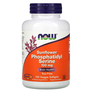 NOW Foods, Sunflower Phosphatidyl Serine, Phosphatidylserin aus Sonnenblumen, 100 mg, 120 pflanzliche Weichkapseln