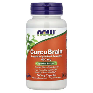 NOW Foods, CurcuBrain, Suporte Cognitivo, 400 mg, 50 Cápsulas Vegetais