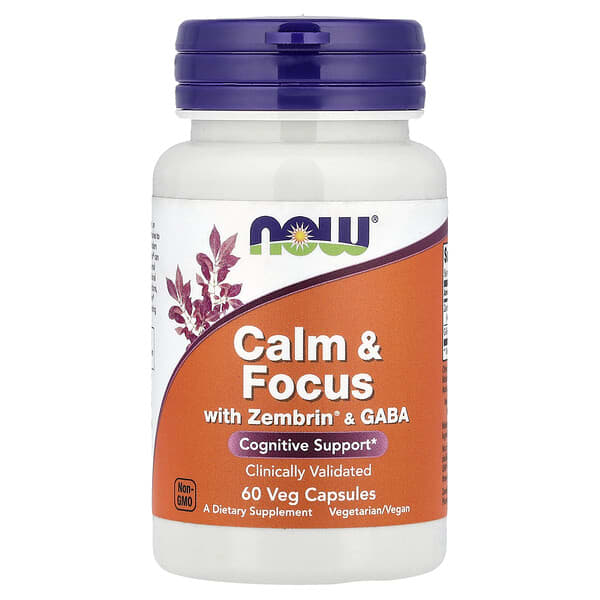 NOW Foods, Calm & Focus with Zembrin® & GABA, 60 Veg Capsules — product photo 1
