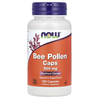 NOW Foods, Капсулы с пчелиной пыльцой, 1000 мг, 100 капсул (500 мг на капсулу)