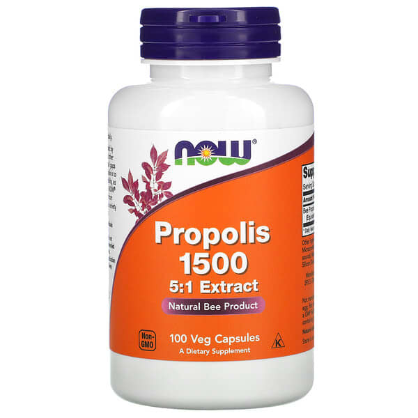 NOW Foods, Propolis 1500, 100 capsules végétariennes