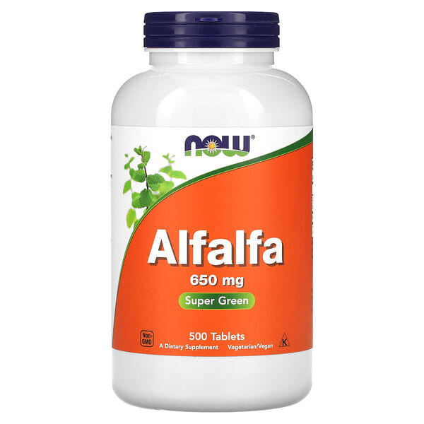 NOW Foods, Alfalfa, 650 mg, 500 tabletas