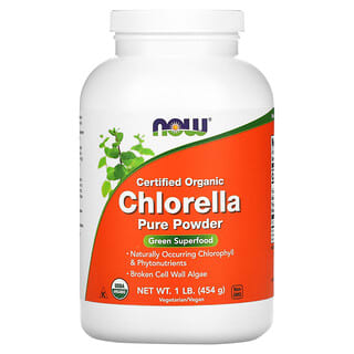 NOW Foods, Chlorella Orgânica Certificada, Pó Puro, 454 g (1 lb)