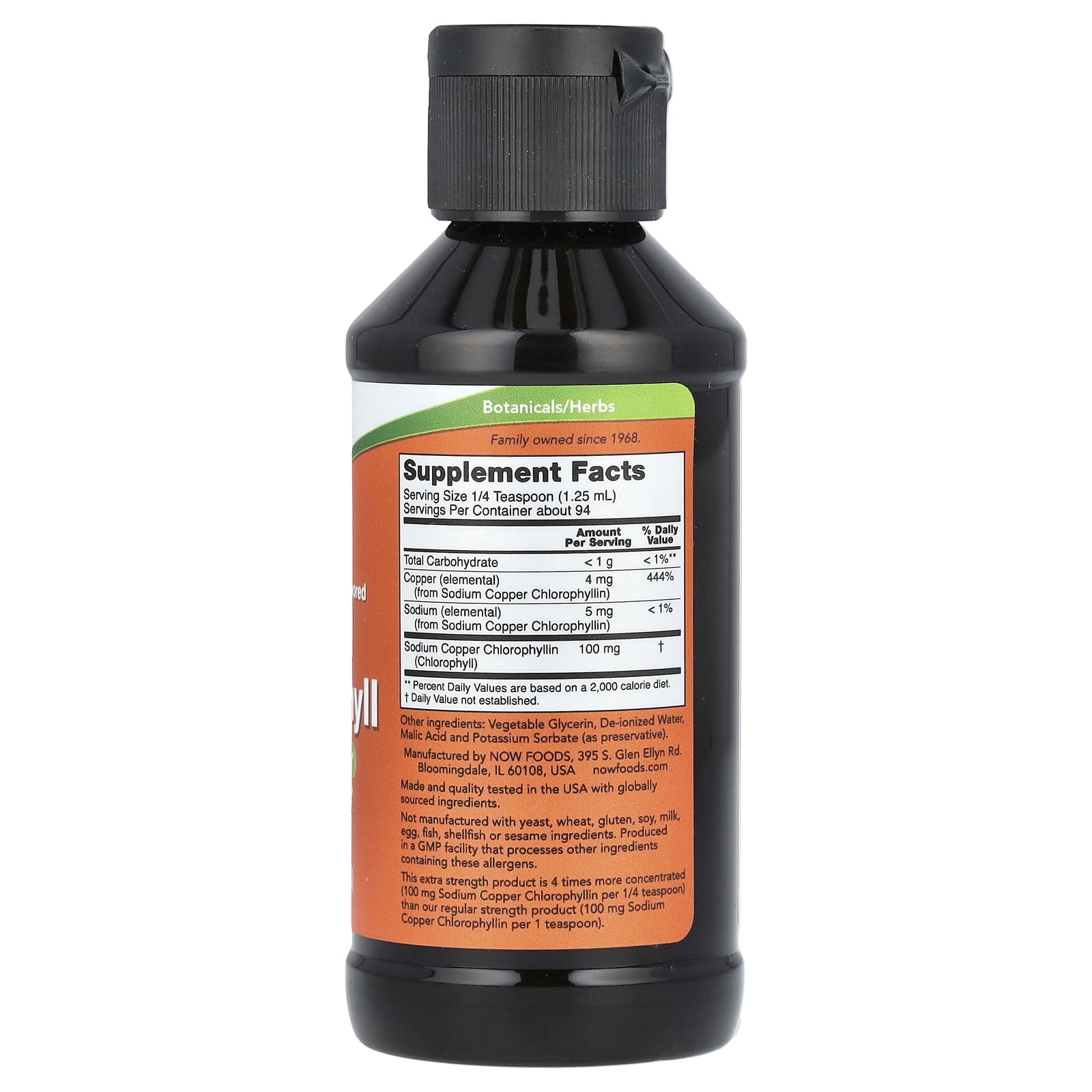 NOW Foods, Liquid Chlorophyll, Extra Strength, Unflavored, 4 fl oz (118 ml)