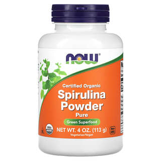 NOW Foods, Espirulina orgánica certificada en polvo, Pura`` 113 g (4 oz)