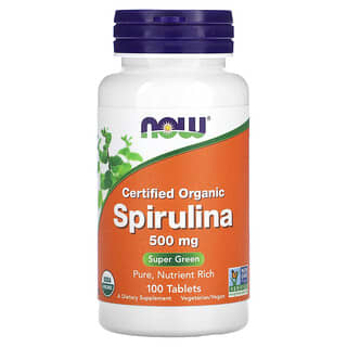 NOW Foods, Espirulina Orgânica Certificada, 500 mg, 100 Comprimidos