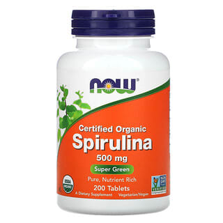 NOW Foods, Certified Organic Spirulina, Spirulina, Bio-zertifiziert, 500 mg, 200 Tabletten