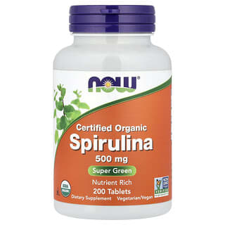 NOW Foods, Certified Organic Spirulina, 500 mg, 200 Tablets