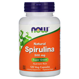 NOW Foods, Espirulina natural, 500 mg, 120 cápsulas veganas