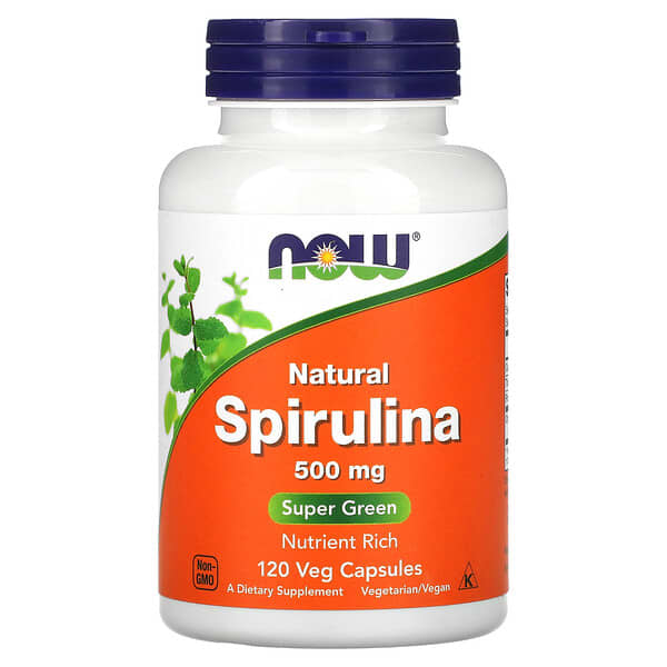 NOW Foods, Espirulina natural, 500 mg, 120 cápsulas veganas
