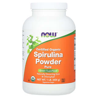 NOW Foods, Espirulina orgánica certificada en polvo, 454 g (1 lb)