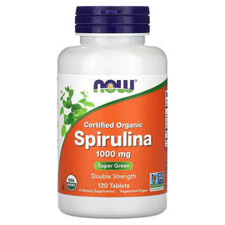 NOW Foods, Certified Organic Spirulina, Double Strength, zertifizierte Bio-Spirulina, doppelte Stärke, 1.000 mg, 120 Tabletten