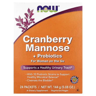 NOW Foods, Cranberry Mannose + Probiotics, For Busy Women, 24 Packets, 0.21 oz (6 g) Each