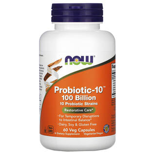 NOW Foods, بروبيوتيك Probiotic-10، مستعمرة من 100 مليار، 60 كبسولة نباتية