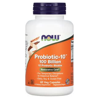 Now Foods, пробиотик-10, 100 млрд, 60 растительных капсул